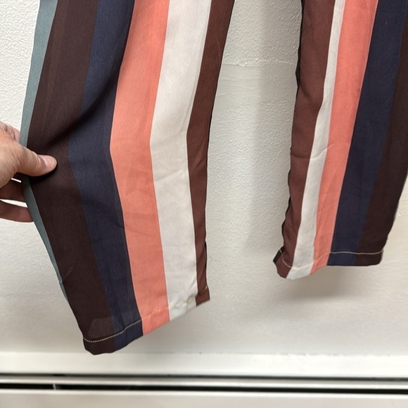 Lulus NWT Pink Burgundy Turquoise Bold Stripe Pantsuit Jumpsuit Size Small - Picture 5 of 10